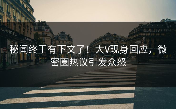 秘闻终于有下文了!大V现身回应,微密圈热议引发众怒 秘闻终于有下文了!大V现身回应,微密圈热议引发众怒