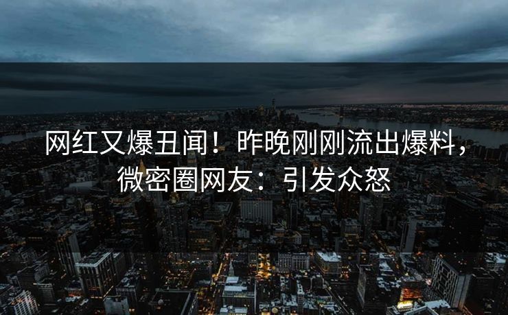 网红又爆丑闻！昨晚刚刚流出爆料，微密圈网友：引发众怒