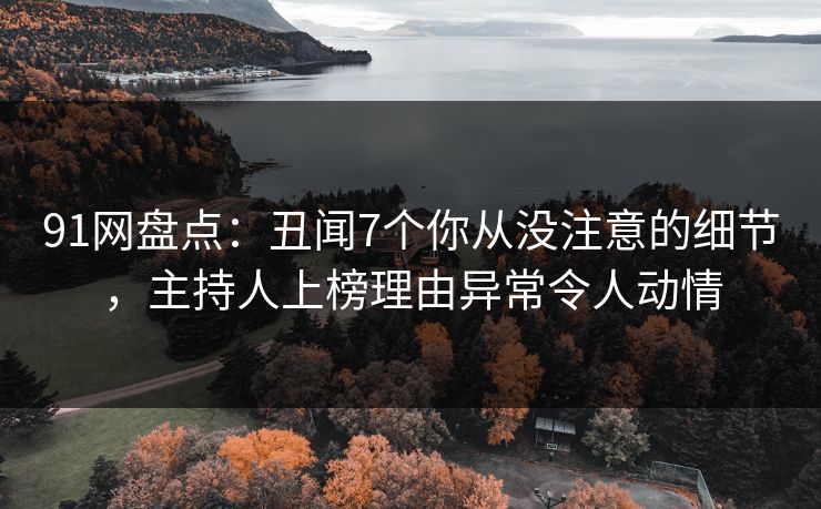 91网盘点：丑闻7个你从没注意的细节，主持人上榜理由异常令人动情