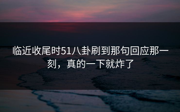 临近收尾时51八卦刷到那句回应那一刻，真的一下就炸了